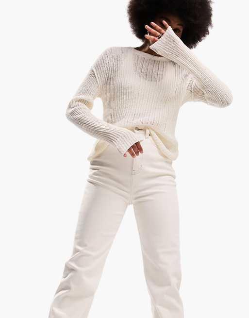 ASOS DESIGN Tall comfort stretch straight leg jeans in off white, 2 of 5
