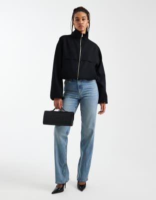 ASOS DESIGN Tall comfort stretch straight leg jeans in vintage wash-Blue