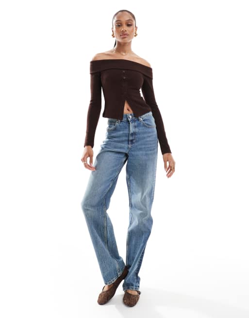 ASOS DESIGN Tall - Comfortabele stretchjeans met rechte pijpen in middenblauw, 2 van 5