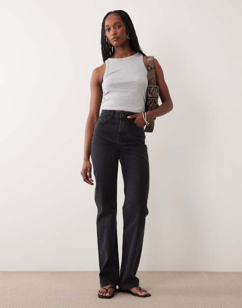 ASOS DESIGN Tall - Comfortabele stretchjeans met rechte pijpen in zwart - view 1