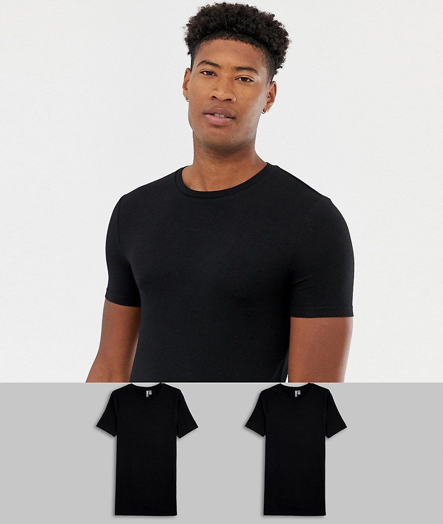 ASOS DESIGN Tall - Confezione da 2 T-shirt organiche girocollo attillate - Risparmia-Nero