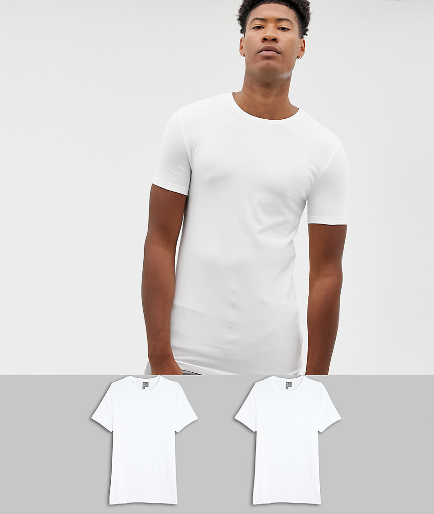 ASOS DESIGN Tall - Confezione da 2 T-shirt organiche girocollo attillate - Risparmia-Bianco