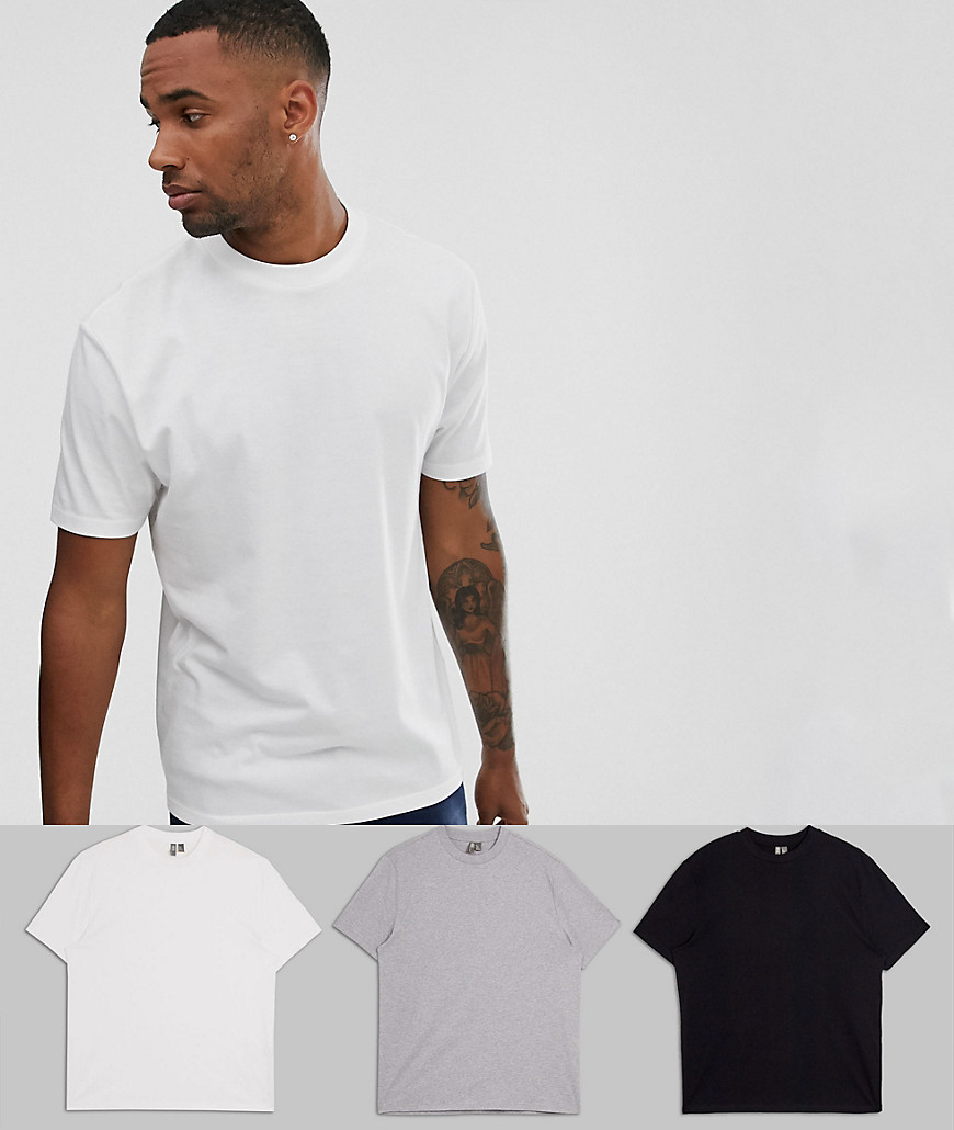 ASOS DESIGN Tall - Confezione da 3 T-shirt girocollo comode - Risparmia-Multicolore