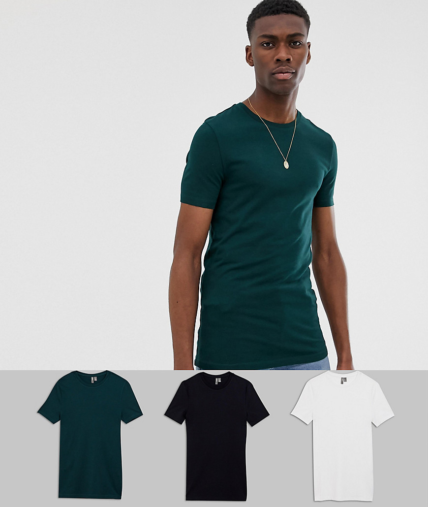 ASOS DESIGN Tall - Confezione da 3 T-shirt organiche girocollo attillate - Risparmia-Multicolore