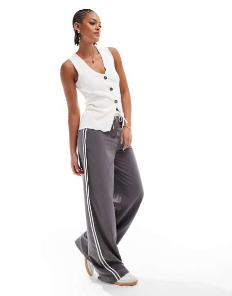 ASOS DESIGN Tall contrast panel trousers in grey - view 1