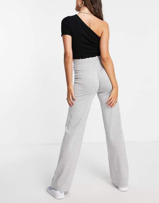 ASOS DESIGN Tall coordinating knit wide leg pants with front seam detail in  gray heather