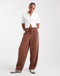 [ASOS DESIGN] ASOS DESIGN Tall cord barrel leg pull on pants in chocolate-Brown XS Chocolate