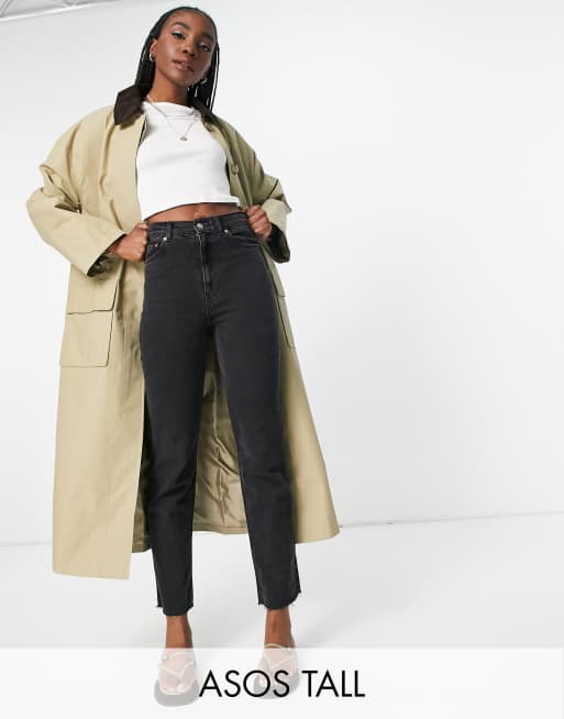 ASOS DESIGN Tall cord collared boyfriend trench coat brown