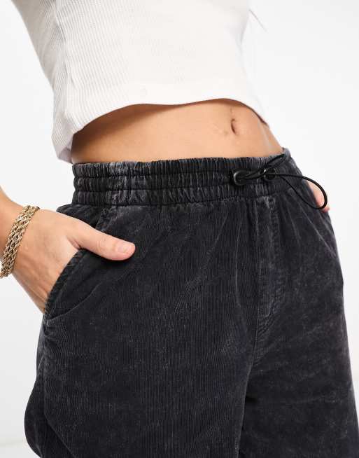 ASOS DESIGN Tall cord parachute cargo pants in washed black