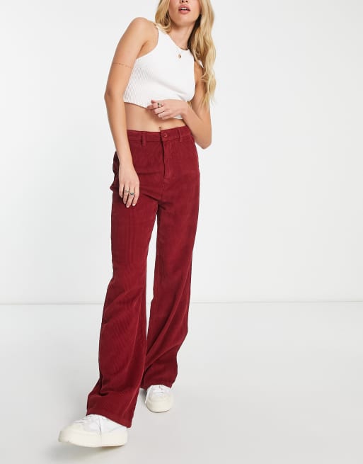 ASOS DESIGN Tall cord slouchy dad trouser in burgundy | ASOS