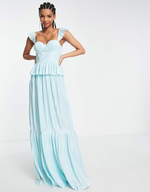 ASOS DESIGN Tall corset maxi dress with soft cowl front in stone