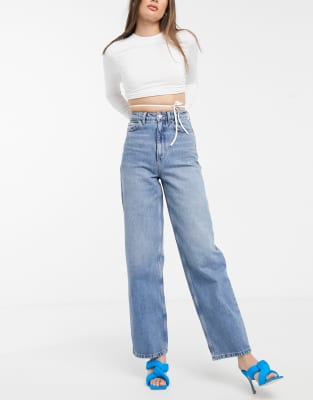 asos design tall high rise relaxed dad jeans