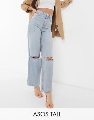 asos design tall high rise relaxed dad jeans