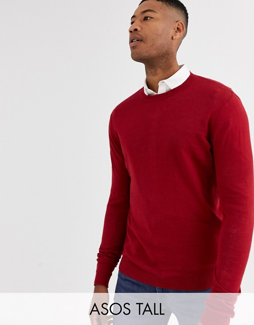 ASOS DESIGN Tall cotton jumper in red