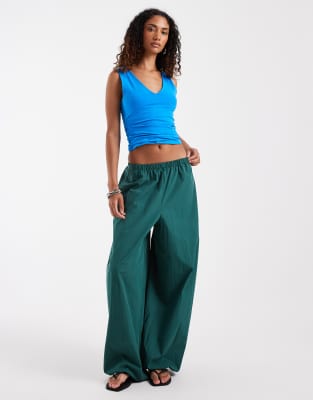 Asos Tall Asos Design Tall Cotton Nylon Blend Pull On Balloon Pants In Green