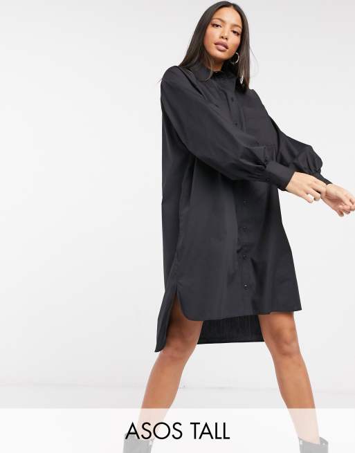 ASOS DESIGN Tall cotton poplin oversized boyfriend mini shirt dress in ...