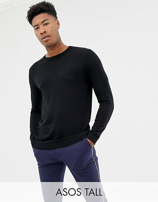 ASOS DESIGN Tall cotton sweater in black