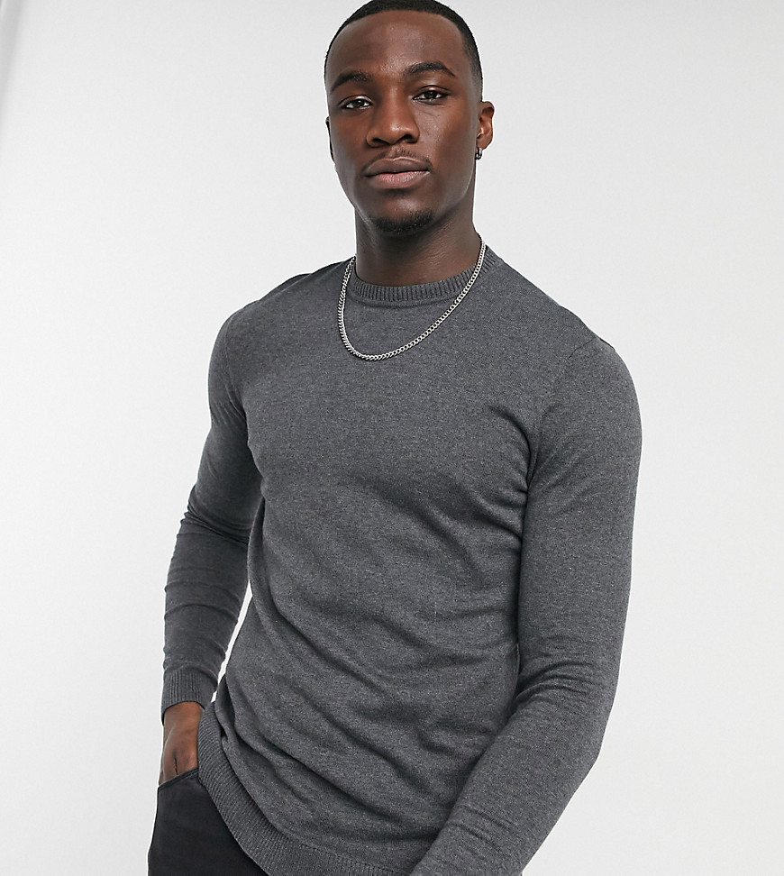 ASOS DESIGN Tall cotton sweater in gray-Grey