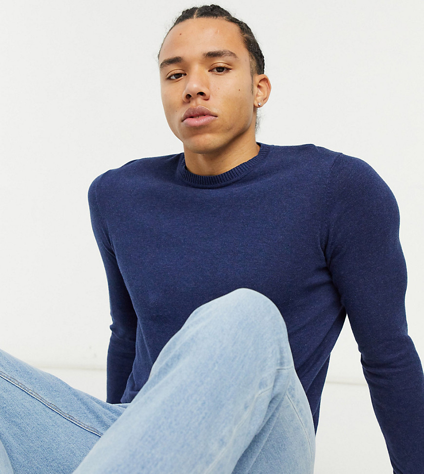 ASOS DESIGN Tall cotton sweater in navy