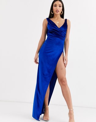 asos blue velvet dress