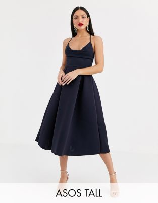 ASOS DESIGN Tall cowl neck cami midi prom dress-Black