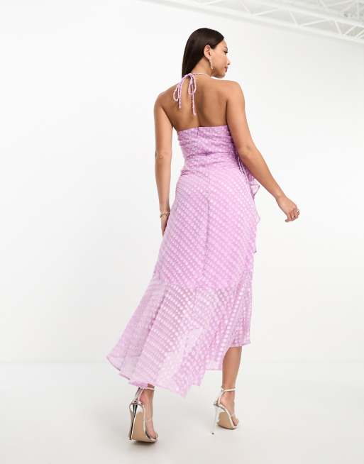 Tall Pink Textured Frill Maxi Dress, Tall