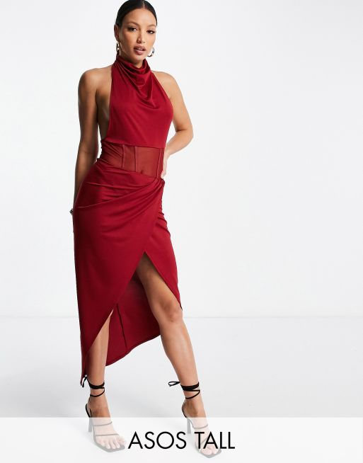 Asos burgundy midi outlet skirt