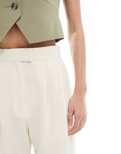 ASOS DESIGN Tall - Cremehvide skræddersyede bukser med vide ben, 5 af 5