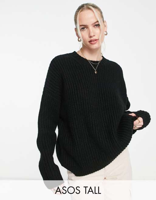 Black ribbed jumper sale