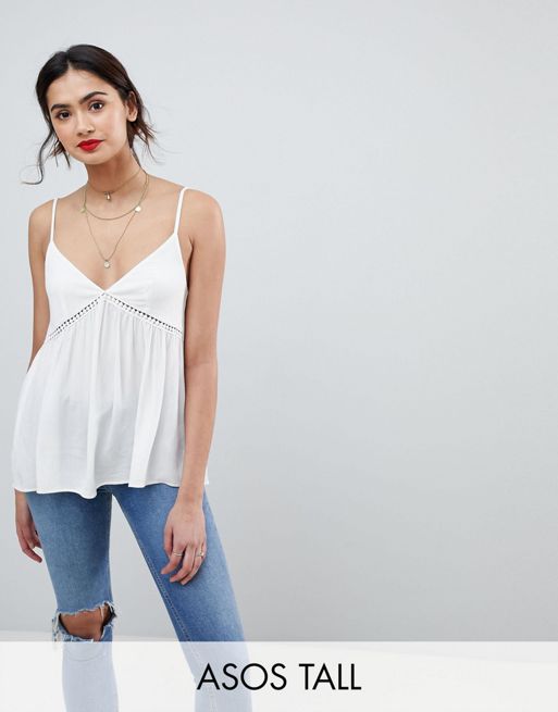ASOS DESIGN TALL Crinkle Cami with Lace Insert | ASOS
