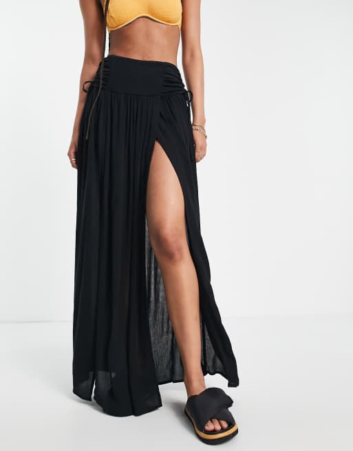 Shirred High-Waist Maxi Skirt – With One L