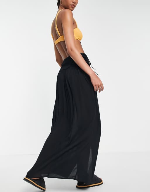 ASOS DESIGN Tall crinkle shirred waist maxi skirt with ruched sides