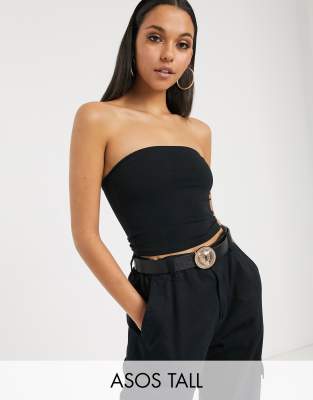 ASOS Tall ASOS DESIGN Tall crop bandeau top in black
