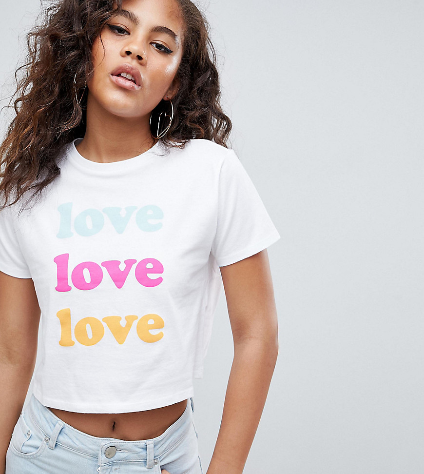 Asos Tall Asos Design Tall Crop T-shirt With Love Print-white