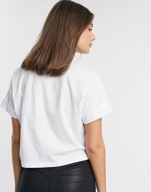 ASOS DESIGN Tall fitted crop t-shirt with long sleeve in white