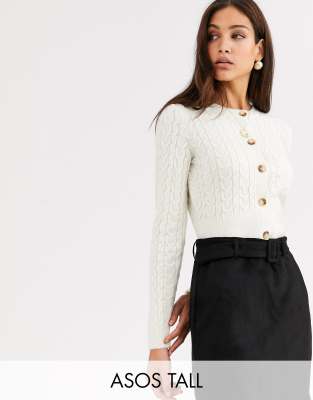 cropped cable cardigan
