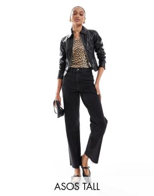 ASOS Tall ASOS DESIGN Tall cropped comfort stretch straight leg jean in black