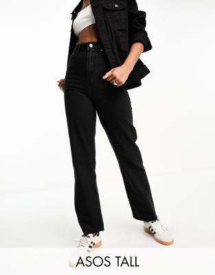 Tall cropped comfort stretch straight leg jeans in black