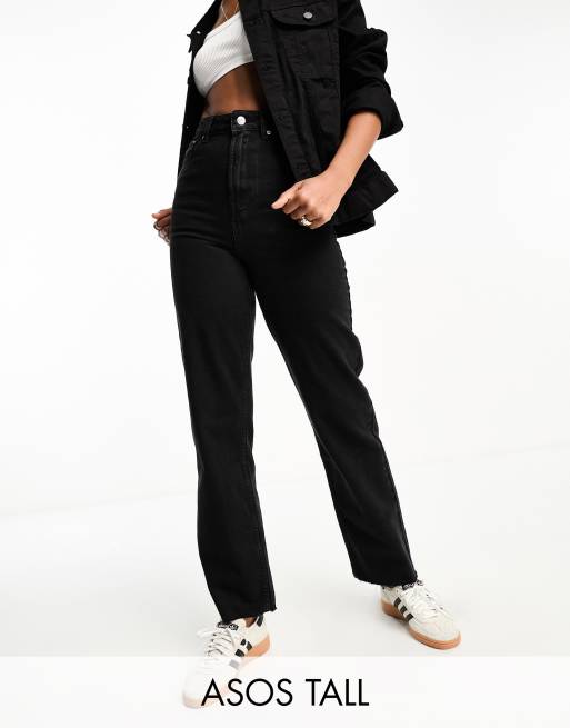 ASOS DESIGN Tall cropped easy straight jeans in black