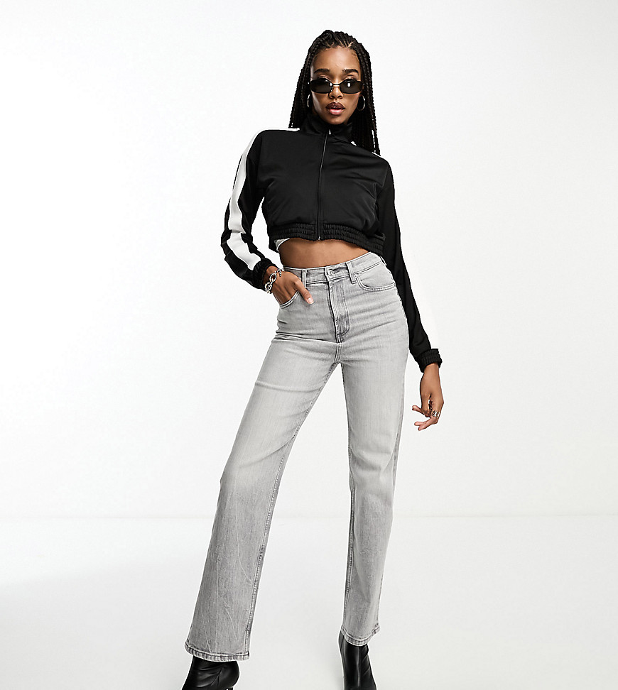 Asos Design Tall Cropped Easy Straight Jeans In Gray