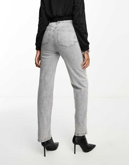 ASOS DESIGN Tall cropped easy straight jeans in gray