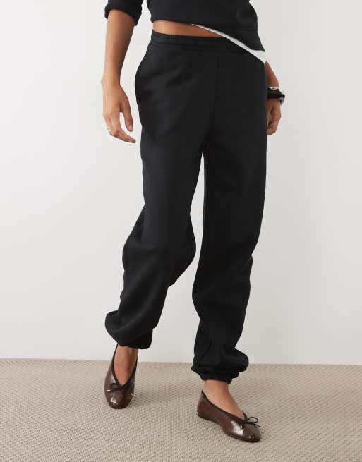 ASOS DESIGN Tall cuffed brushback joggers in black, 2 of 5