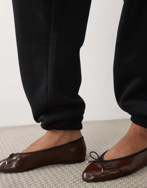 ASOS DESIGN Tall cuffed brushback sweatpants in black, 3 of 5