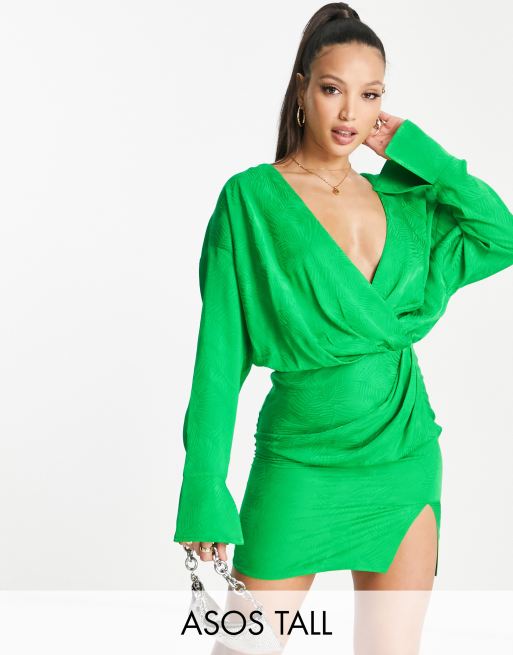 Silk long outlet sleeve mini dress