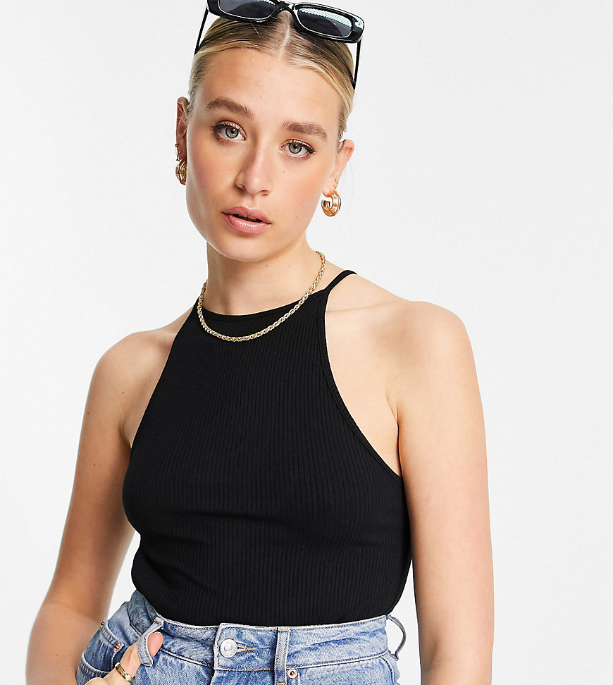 ASOS DESIGN Tall cutaway tank with high neck in black