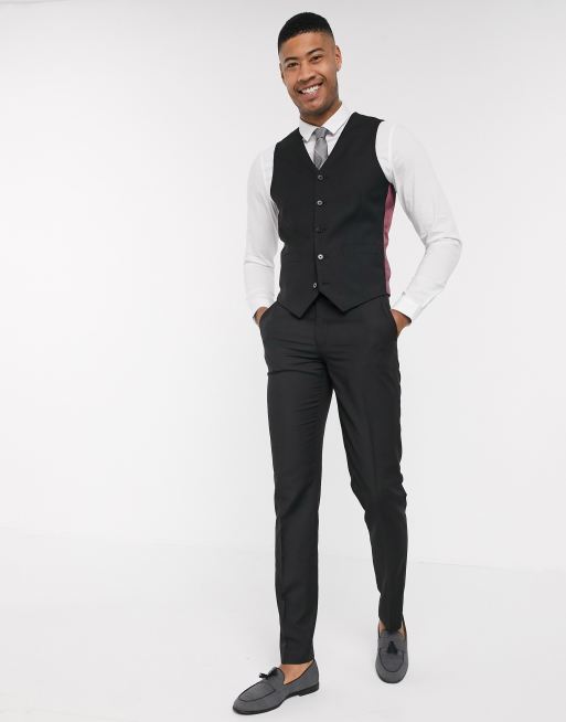 ASOS DESIGN – Tall Czarna kamizelka garniturowa o dopasowanym kroju, 4 z 4