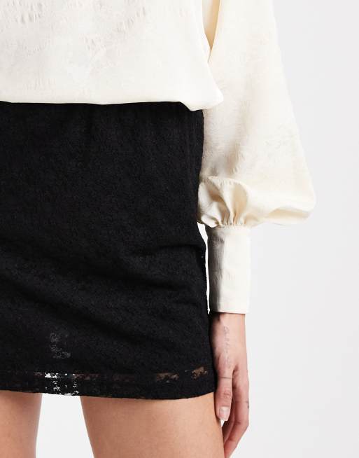 ASOS DESIGN Tall – Czarna koronkowa spódnica mini, 5 z 5