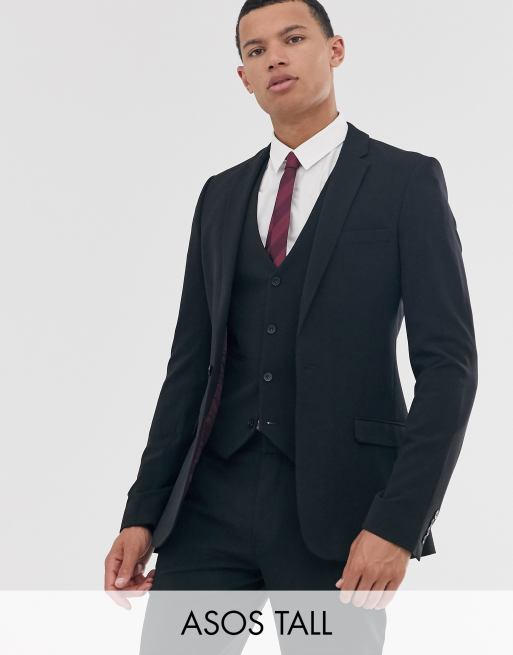 ASOS DESIGN – Tall – czarna marynarka o bardzo obcisłym kroju