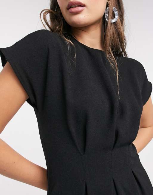 ASOS DESIGN Tall – Czarna sukienka mini z zaszewkami w talii, 3 z 4
