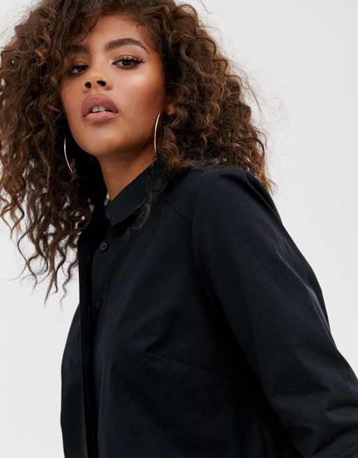 ASOS DESIGN Tall – Czarna szmizjerka mini z bawełny, 3 z 4